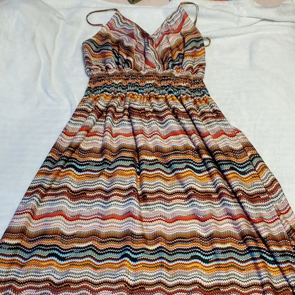 Patterned Strapless Dress